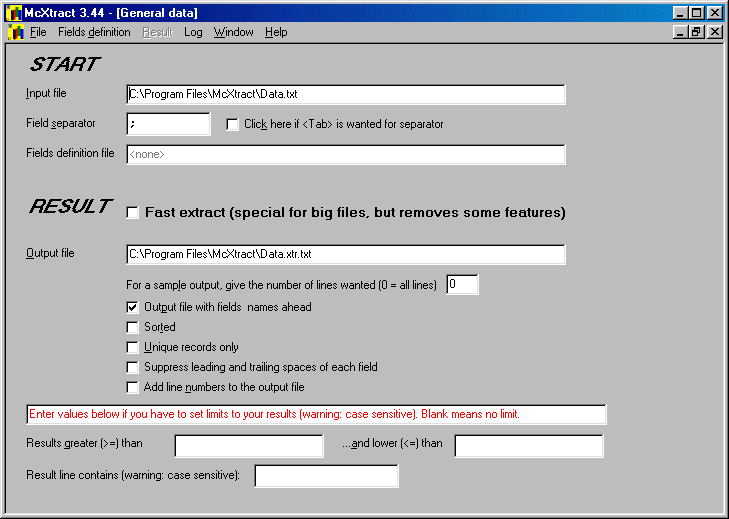 Screenshot of McXtract